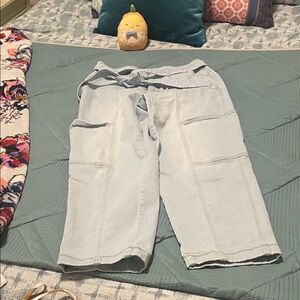 Light Blue Denim Capri wide to straight legPants